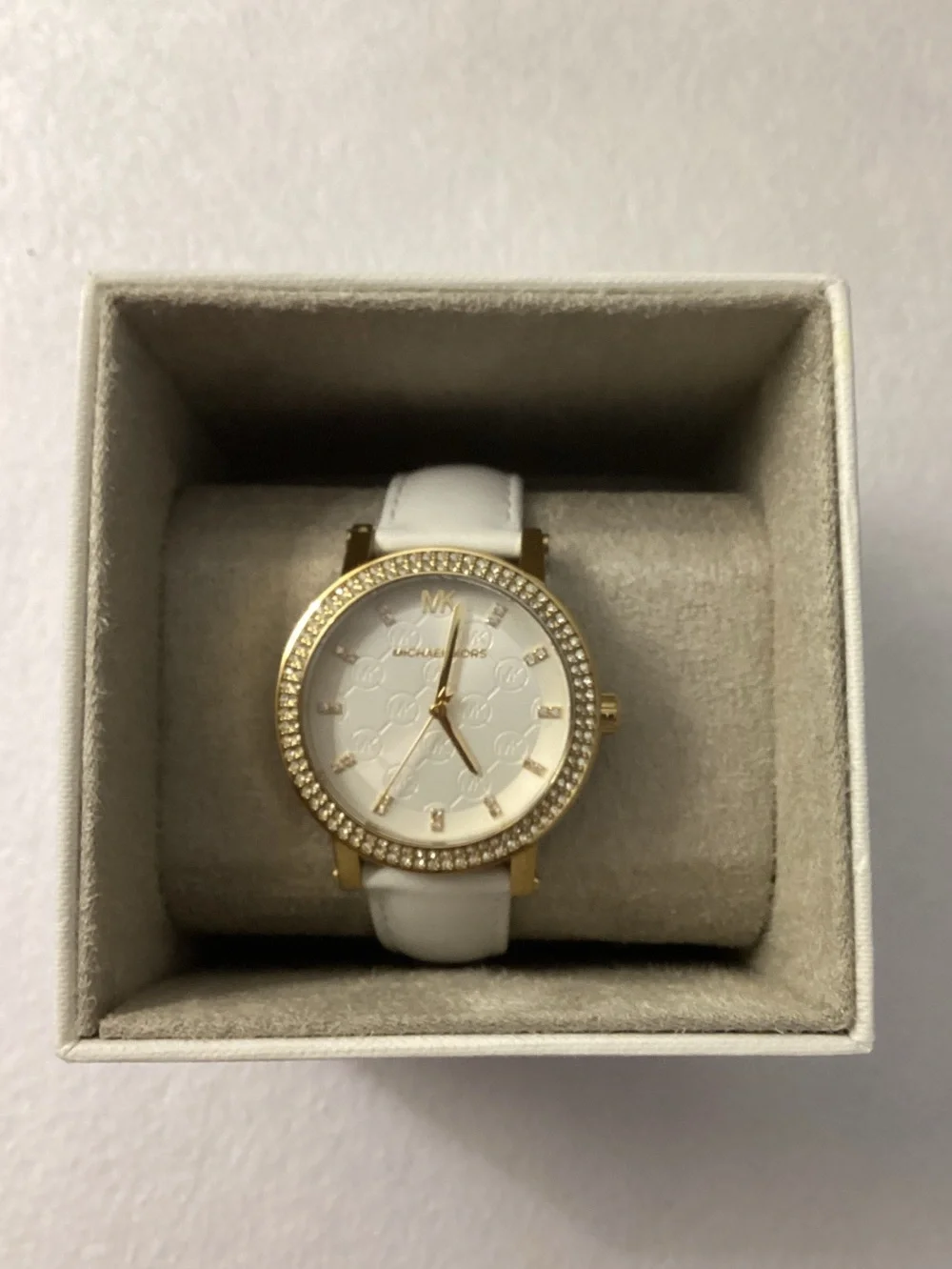 Michael Kors Corey Three-Hand White Leather Watch 38mm